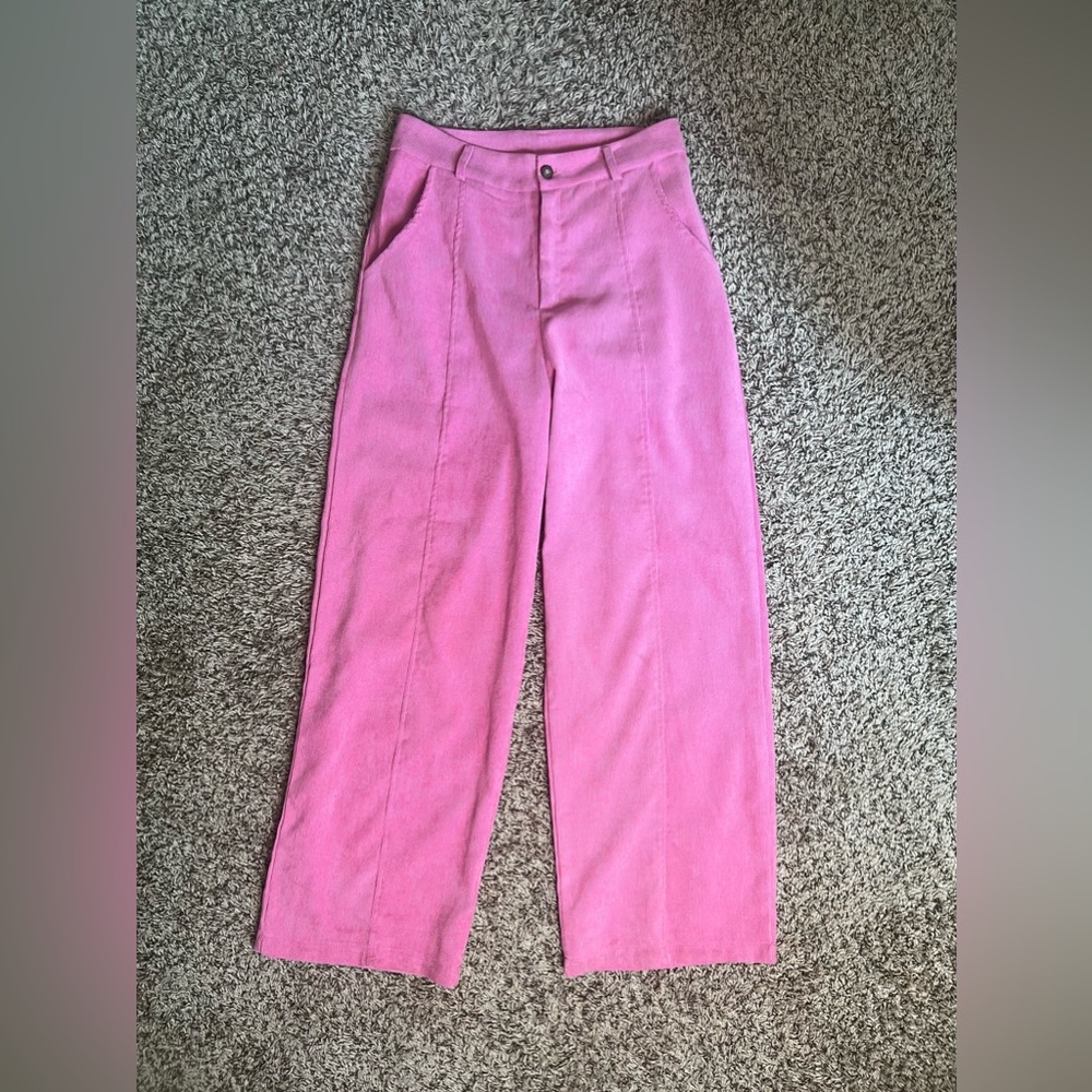 Pink corduroy wide leg pants